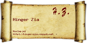 Hinger Zia névjegykártya